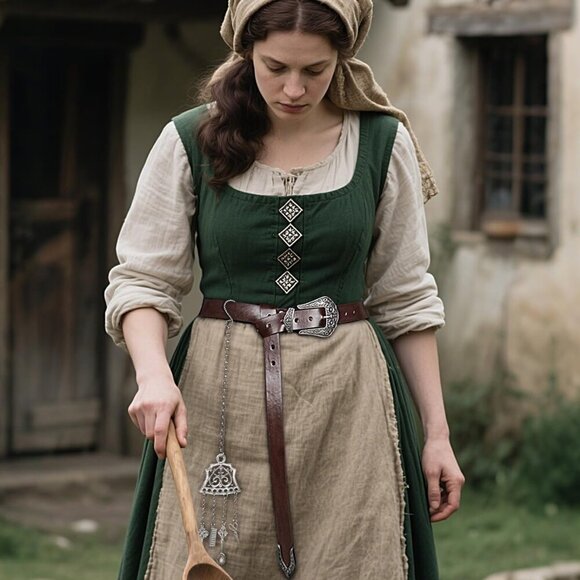 Viking Leather Belt with Hanging Chain Medieval Cosplay Renaissance Costume - Picture 7 of 9